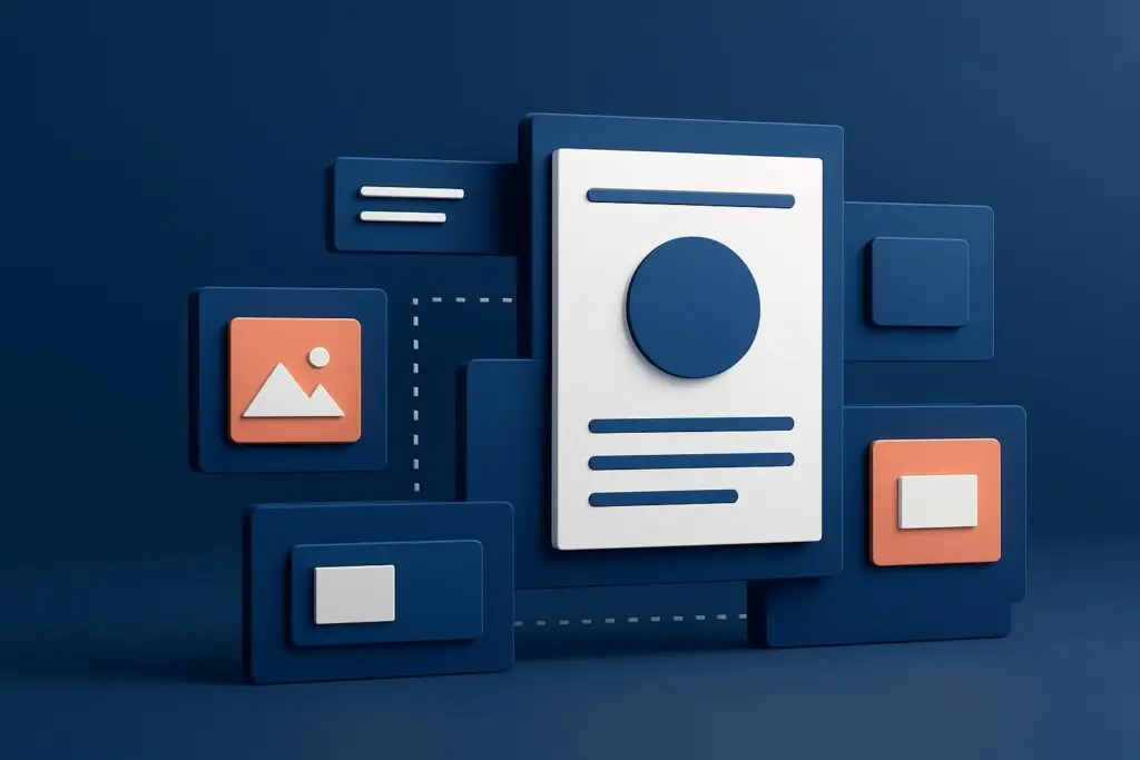 Modular page-building components arranged into a clean structured website layout